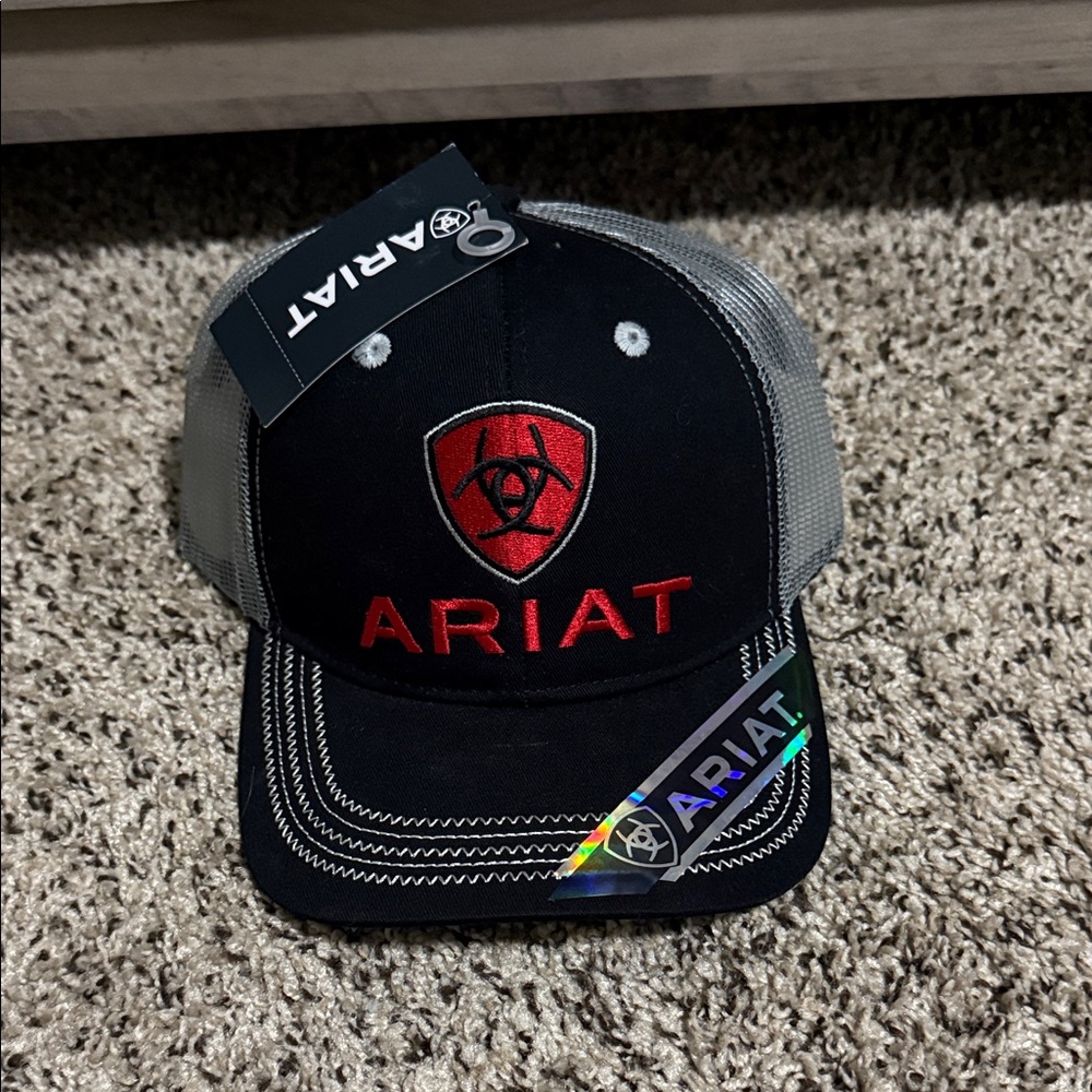 Ariat Black and Gray Cap with Red Logo